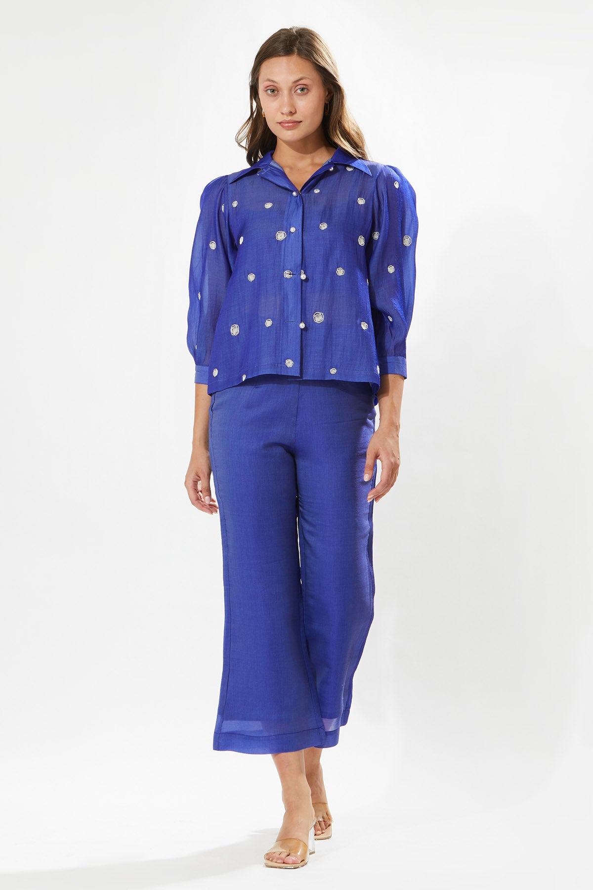 Buy Designer Meadow Lapis Blue Floral Co-ord Set for Women at ScrollnShops
